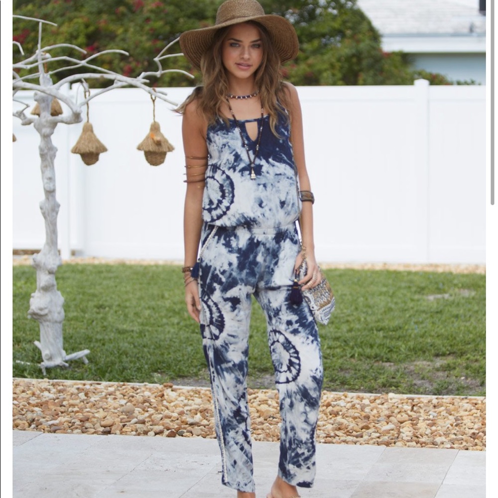 Skemo tie dye dark blue romper
